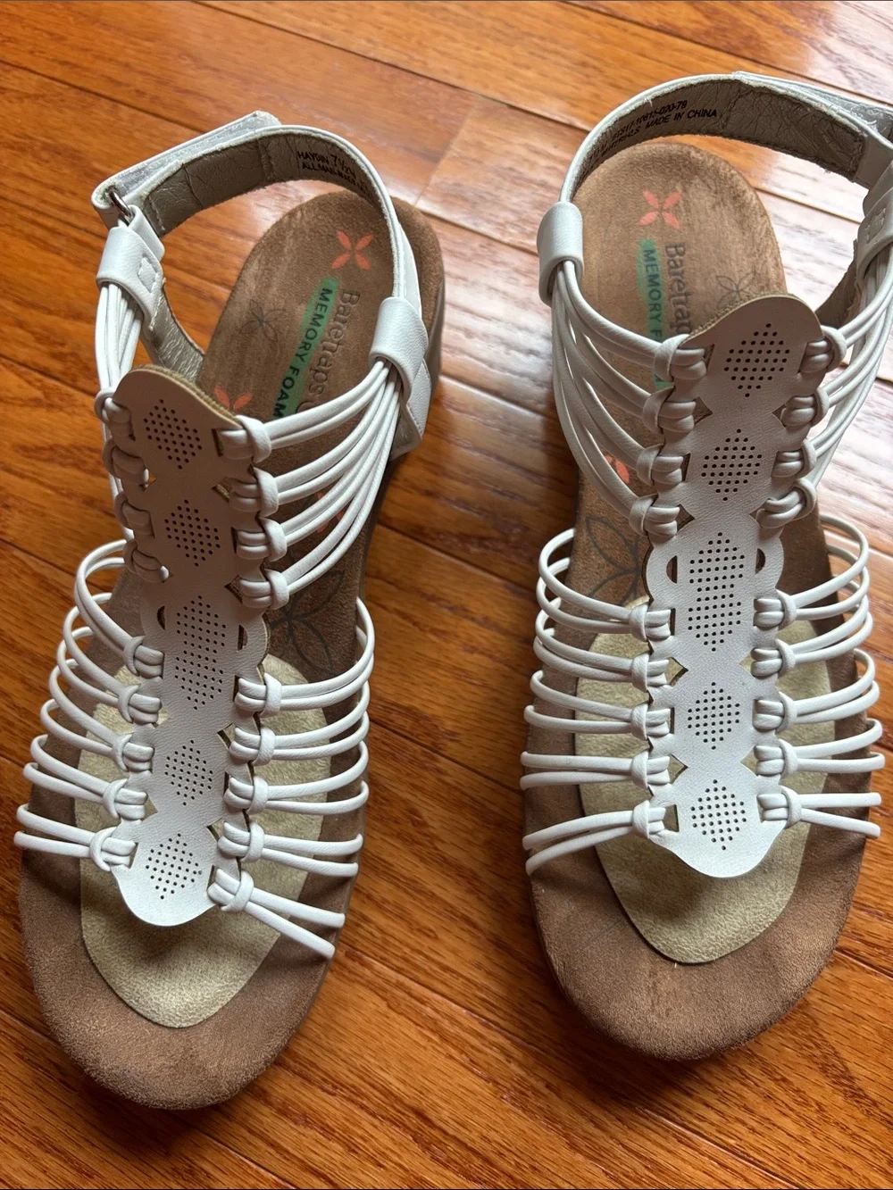 BareTraps White Strappy Wedge Sandals